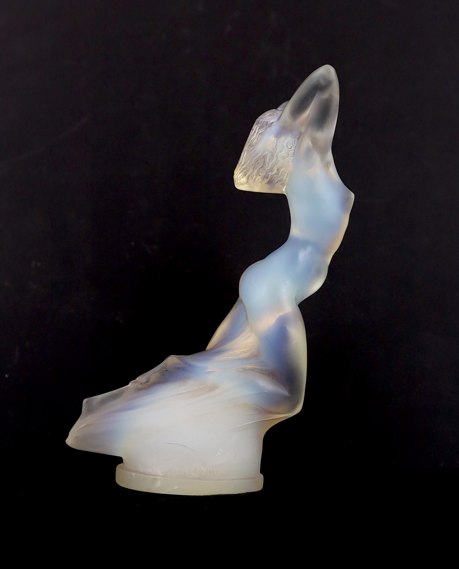 A Rene Lalique opalescent glass Vitesse car mascot, model 1160, c.1929